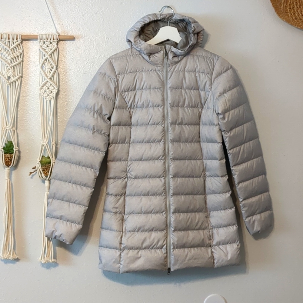 Eddie Bauer NWT Grey Goose Down 650 Fill Long Silver Coat XS